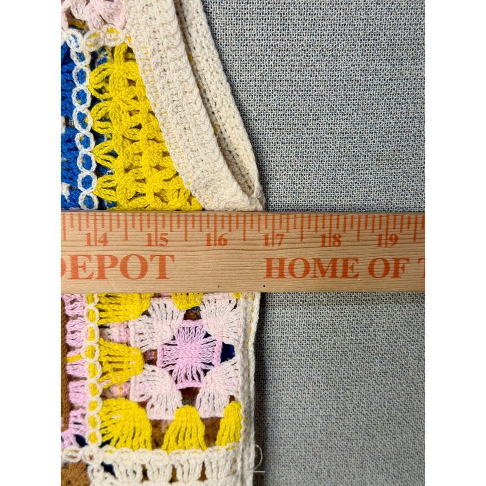 Eye Candy Crochet Granny Square Vest Multi-Color Button Front Boho Knit One Size - Picture 5 of 13